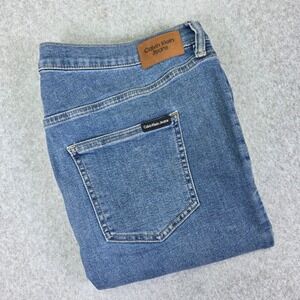 Calvin Klein Jeans Womens 16/33 Blue Patch Pocket Straight Leg Denim Jeans